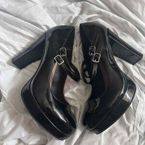 Black High Heeled Mary Janes Size 12W